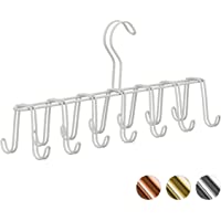 relaxdays Corbatero 14 Ganchos- Percha Cinturones Moderna- Metal- Blanco- 17 x 36 x 9-5 cm- Hierro